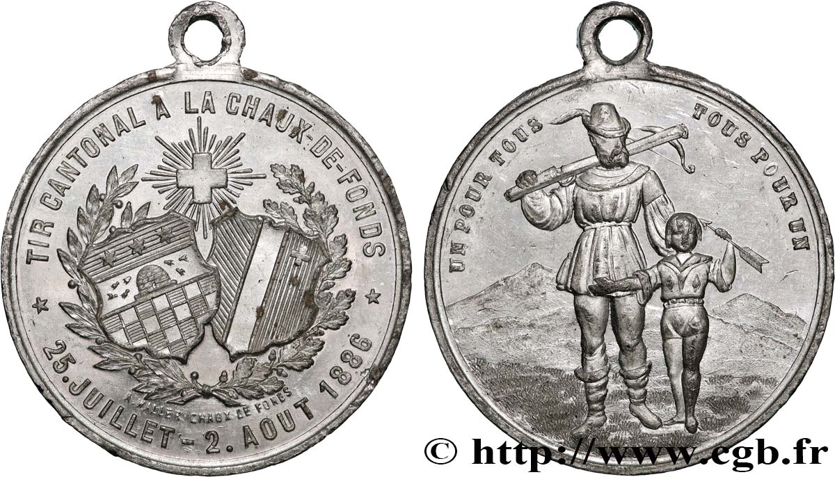 SUIZA - CANTÓN DE NEUCHATEL Médaille, Tir cantonal MBC/MBC+