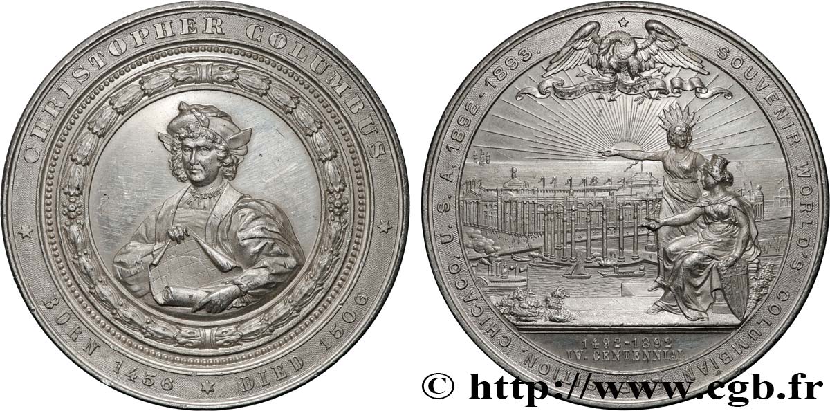 ÉTATS-UNIS D AMÉRIQUE Médaille, Souvenir de la Columbian Exposition MBC+