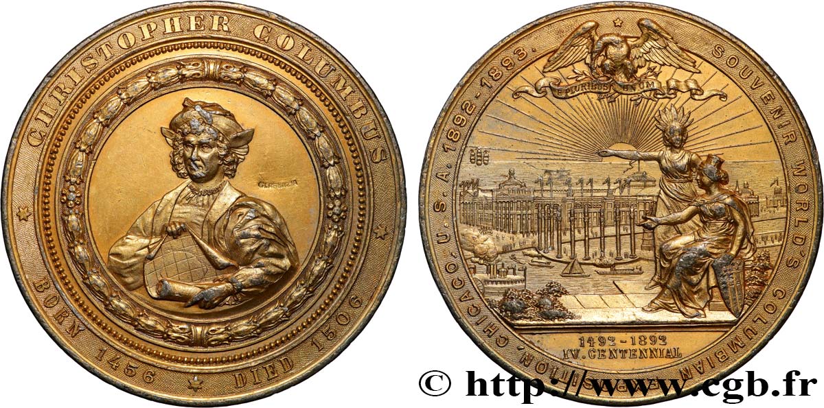 ÉTATS-UNIS D AMÉRIQUE Médaille, Souvenir de la Columbian Exposition MBC