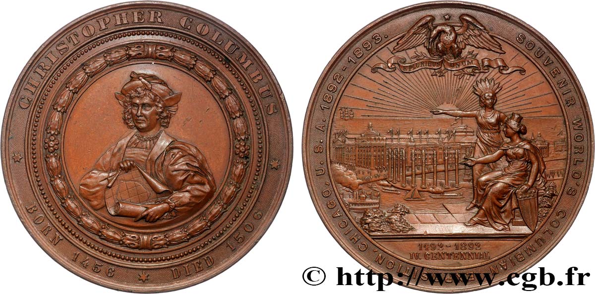 ÉTATS-UNIS D AMÉRIQUE Médaille, Souvenir de la Columbian Exposition AU