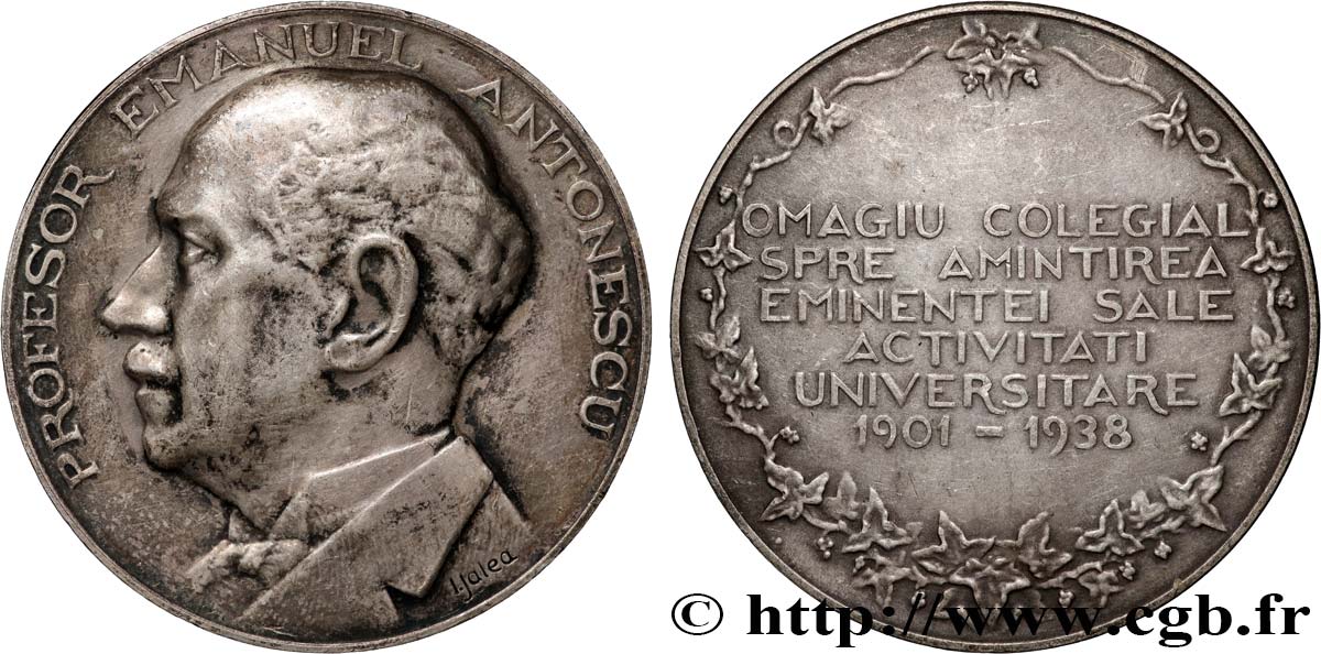 ROMANIA - CHARLES II Médaille, Professeur Emanuel Antonescu, Doyen de la Faculté de Droit XF