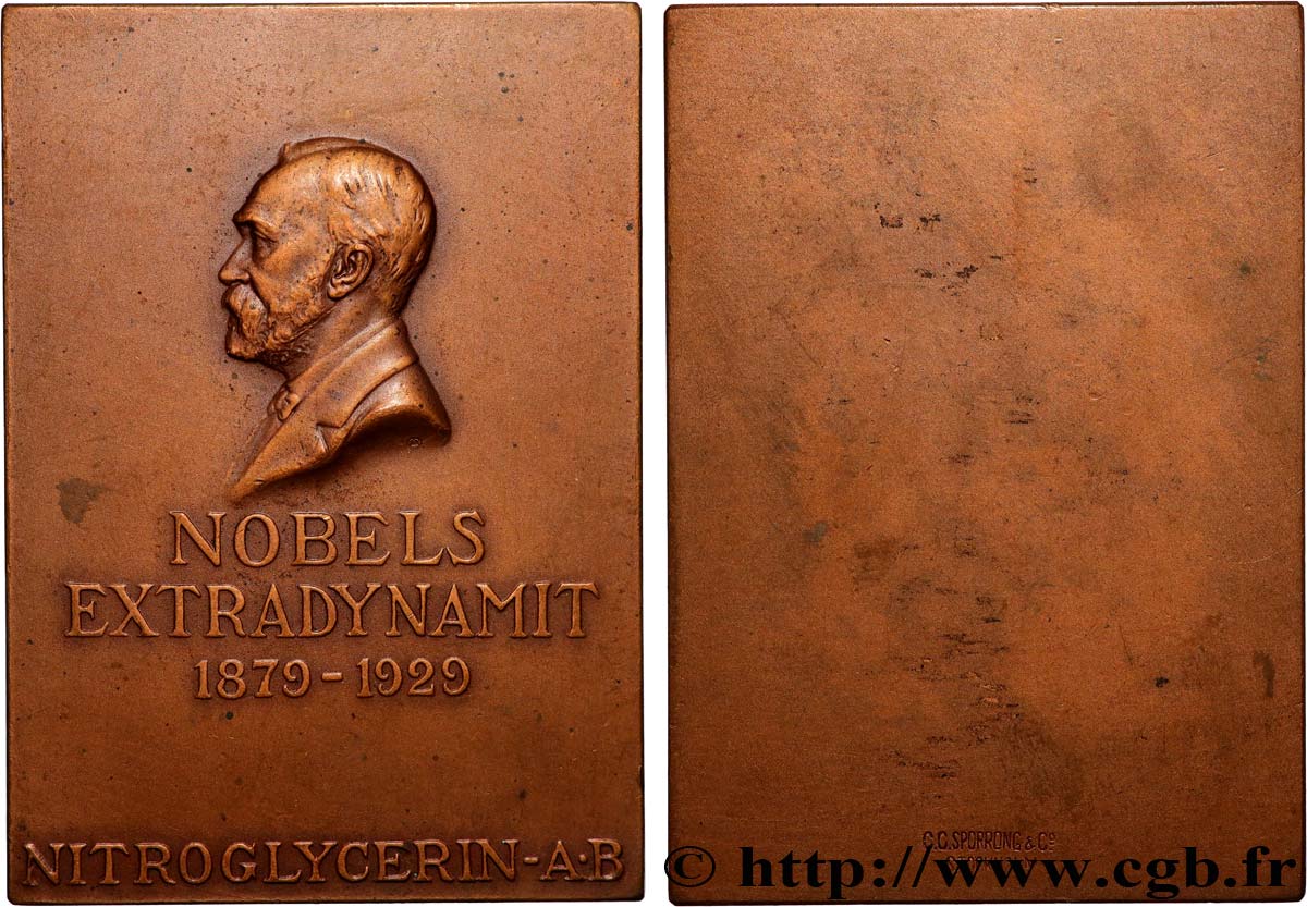 SWEDEN - GUSTAF V Plaquette, 50e anniversaire de l’invention d’Alfred Nobel AU