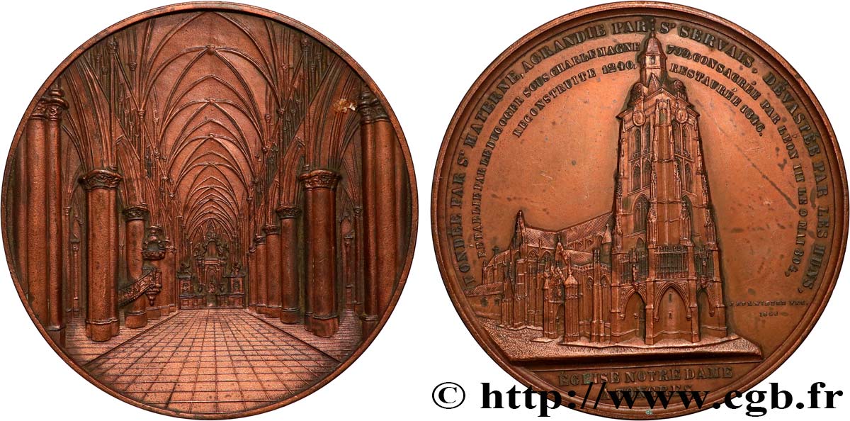 BELGIQUE - ROYAUME DE BELGIQUE - LÉOPOLD Ier Médaille, Église Notre Dame de Tongres XF