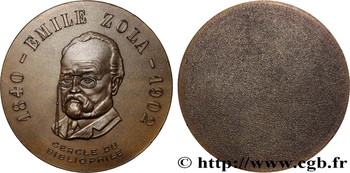 LITERATURE : WRITERS - POETS Médaille, Emile Zola, Cercle du bibliophile BB