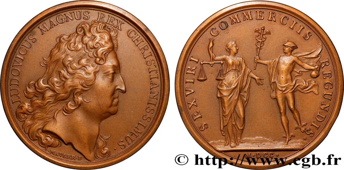 LOUIS XIV  THE SUN KING  Médaille, Chambre de commerce, refrappe EBC