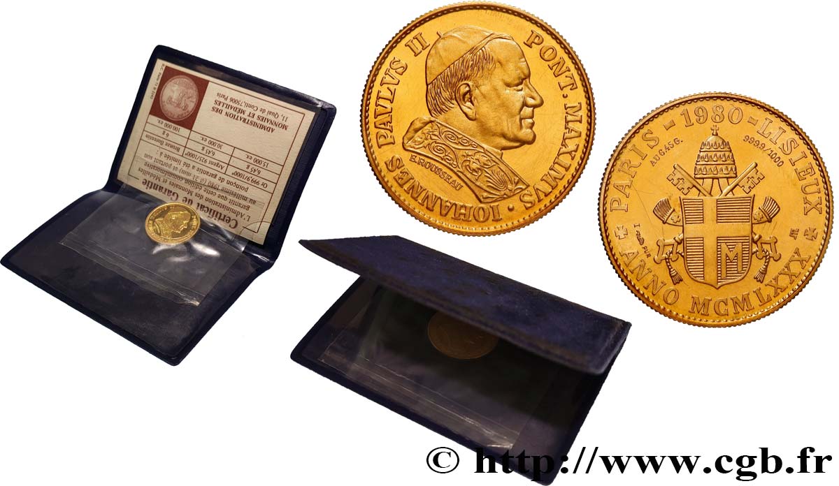 JEAN-PAUL II (Karol Wojtyla) Médaille module 20 Francs or, visite en France de Jean-Paul II MS