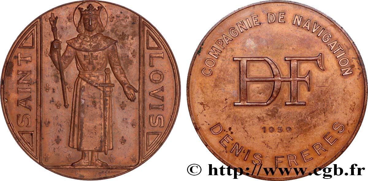 QUINTA REPUBBLICA FRANCESE Médaille, Saint Louis, Compagnie de Navigation q.SPL