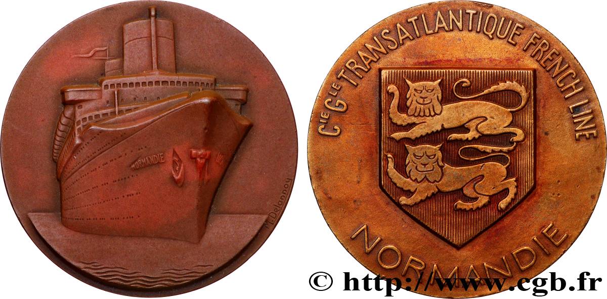 DRITTE FRANZOSISCHE REPUBLIK Médaille, French Line, le “Normandie” SS