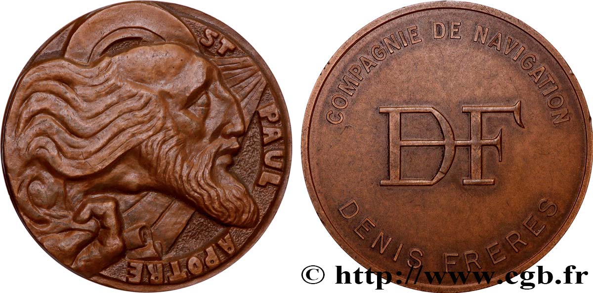 CINQUIÈME RÉPUBLIQUE Médaille, Saint Paul apôtre, Compagnie de Navigation SUP