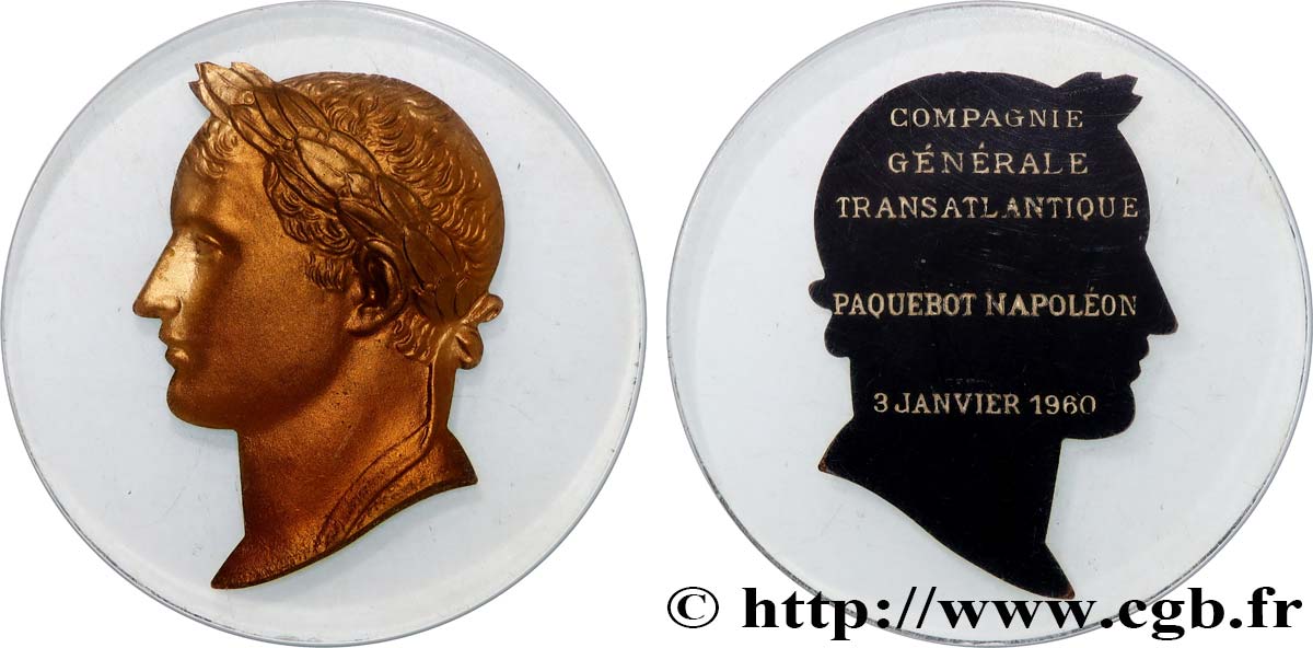 V REPUBLIC Médaille, Paquebot Napoléon, Compagnie Générale Transatlantique AU