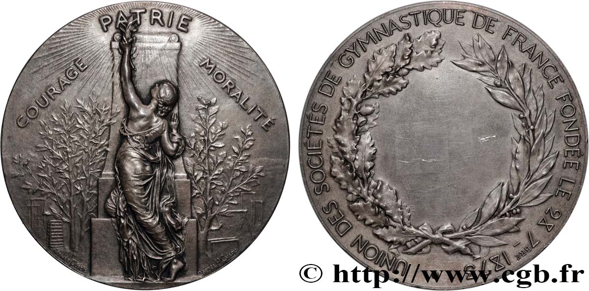 TROISIÈME RÉPUBLIQUE Médaille, Union des sociétés de gymnastique de France TTB+