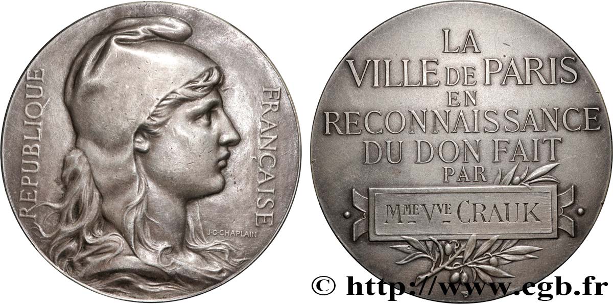 TERCERA REPUBLICA FRANCESA Médaille, Reconnaissance de don MBC+