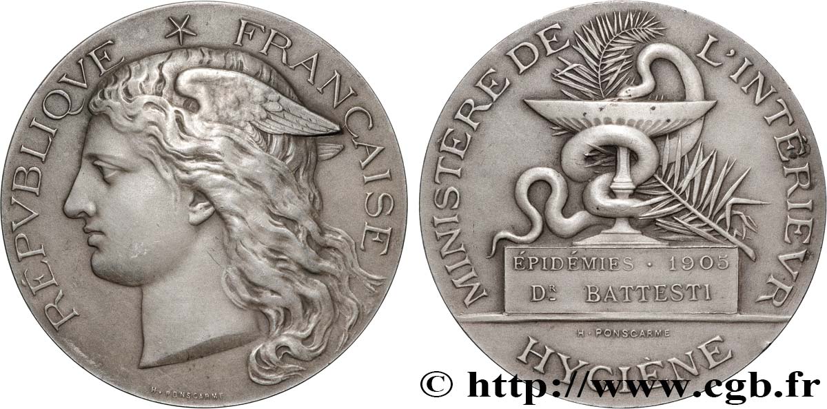 III REPUBLIC Médaille, Épidémies AU