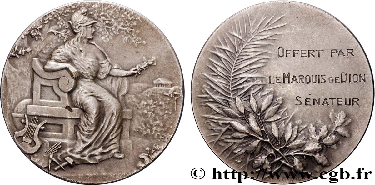TROISIÈME RÉPUBLIQUE Médaille, Offerte par le Marquis Jules Philippe Félix Albert de Dion TTB+
