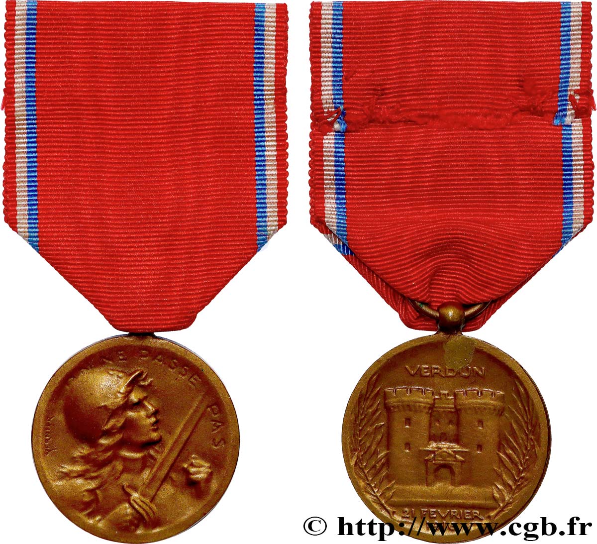 TROISIÈME RÉPUBLIQUE Médaille commémorative de la bataille de Verdun TTB+