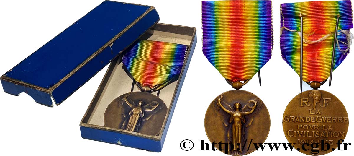 TROISIÈME RÉPUBLIQUE Médaille commémorative interalliée de la Victoire, Grande Guerre 1914-1918 TTB