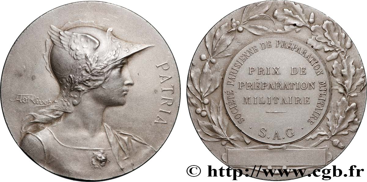 TROISIÈME RÉPUBLIQUE Médaille, PATRIA, Société parisienne de préparation militaire TTB+