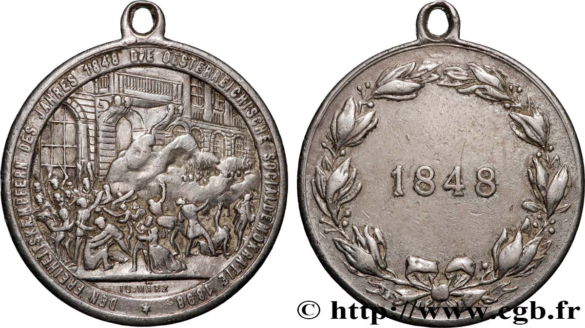 AUSTRIA - FRANCESCO GIUSEPPE I Médaille, Les combattants de la Liberté, 50e année de révolution BB