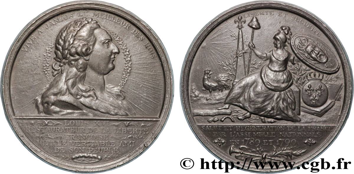 CONSTITUTION - ASSEMBLÉE NATIONALE Médaille, Louis XVI le meilleur des rois TTB