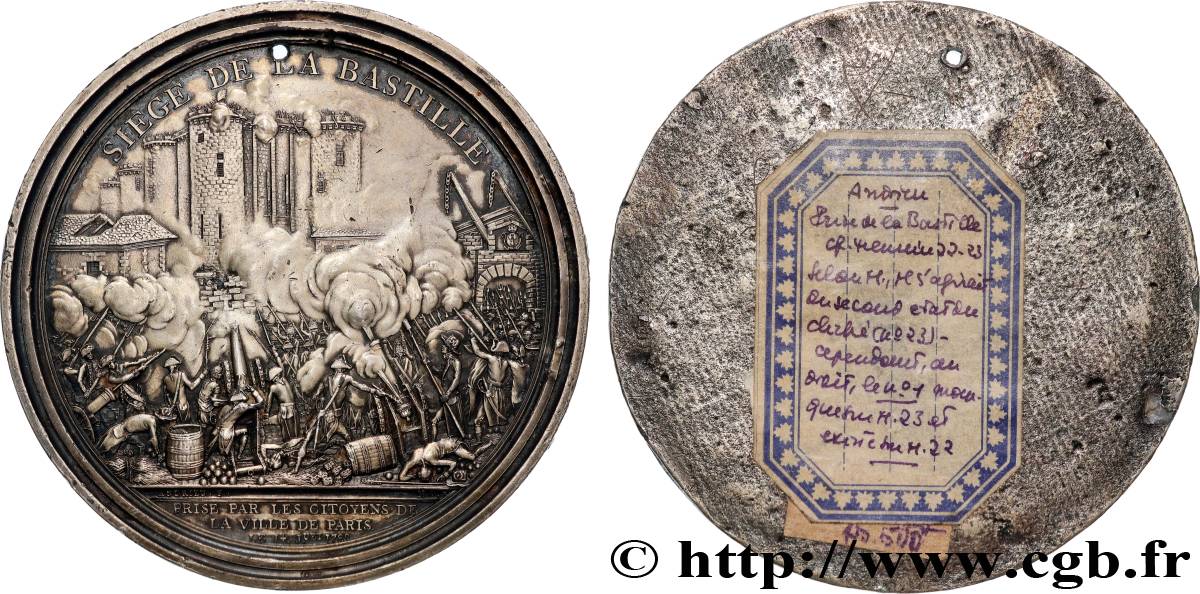 LOUIS XVI Médaille uniface, Siège de la Bastille AU