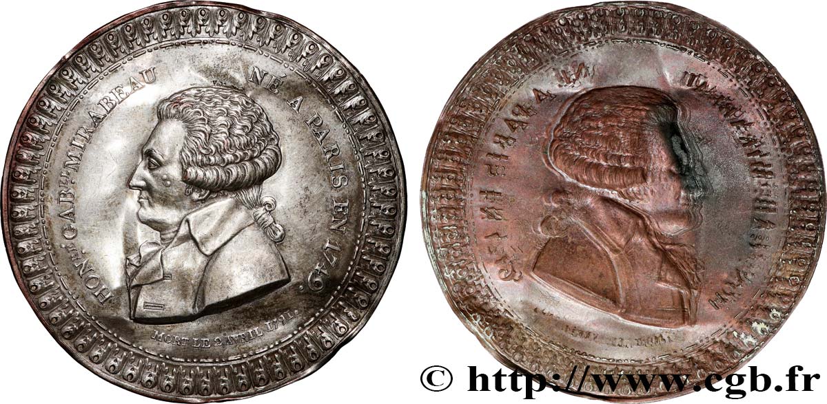 FRENCH CONSTITUTION Médaille, Honoré Gabriel Riquetti, comte de Mirabeau, repoussé BB