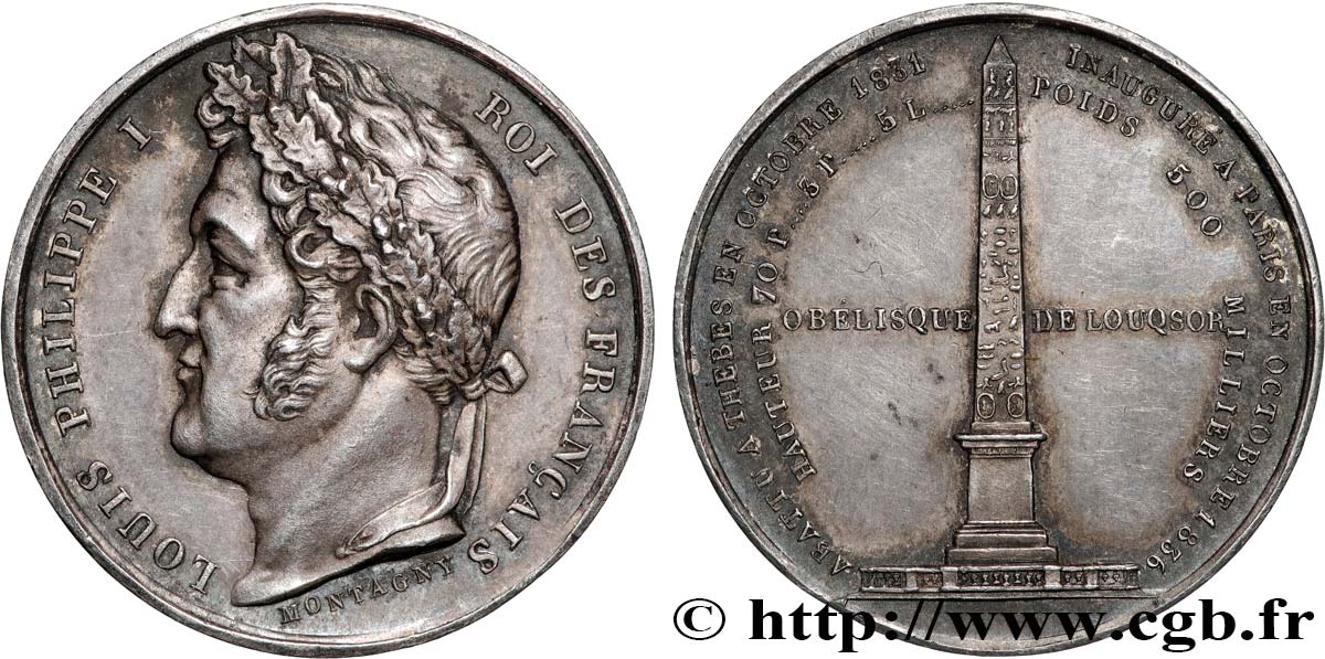 LOUIS-PHILIPPE Ier Médaille, Inauguration de l’Obélisque de Louxor SUP