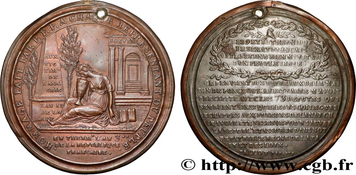 CONVENZIONE NAZIONALE Médaille de Palloy, Hommage à chaque représentant du Peuple BB