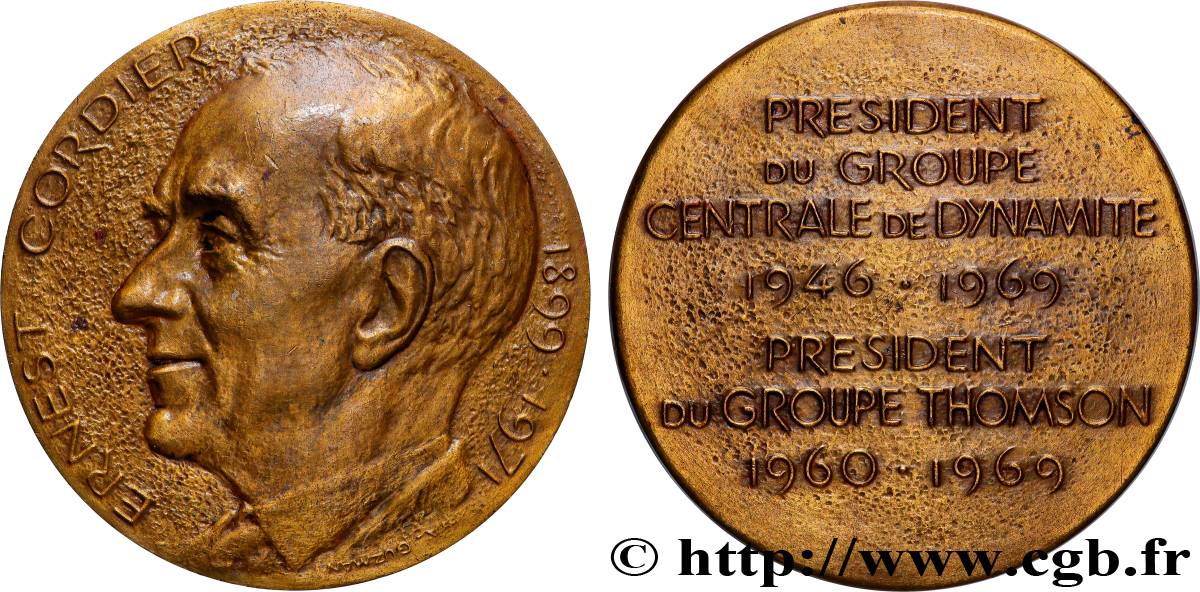 CINQUIÈME RÉPUBLIQUE Médaille, Ernest Cordier TTB+