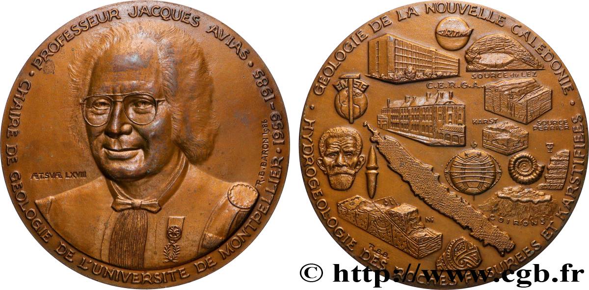CINQUIÈME RÉPUBLIQUE Médaille, Professeur Jacques Avias TTB+/SUP