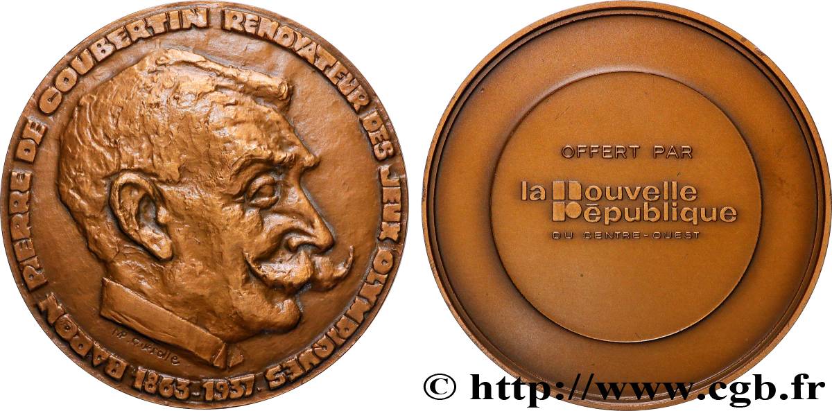 CINQUIÈME RÉPUBLIQUE Médaille, Pierre de Coubertin SUP