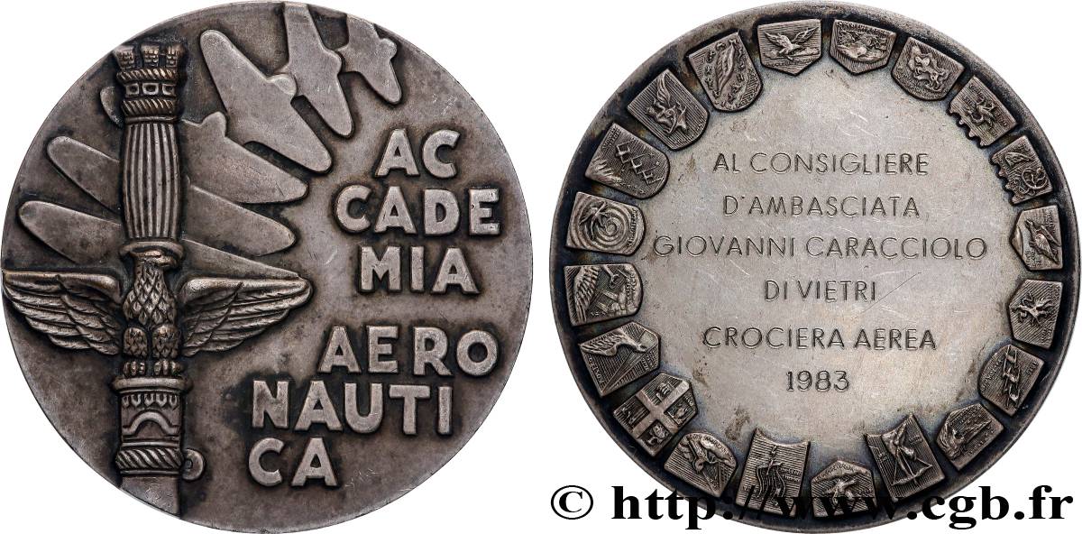 ITALIA Médaille, Académie Aéronautique, décernée à Giovanni Caracciolo di Vietri MBC