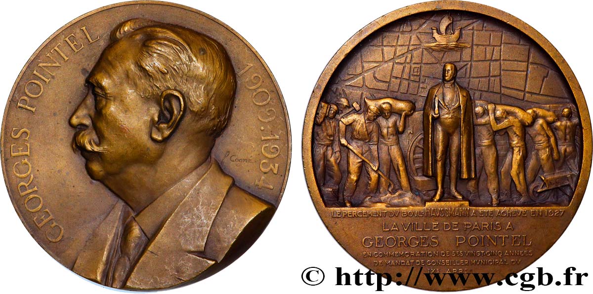 TROISIÈME RÉPUBLIQUE Médaille, Hommage à Georges Pointel TTB+