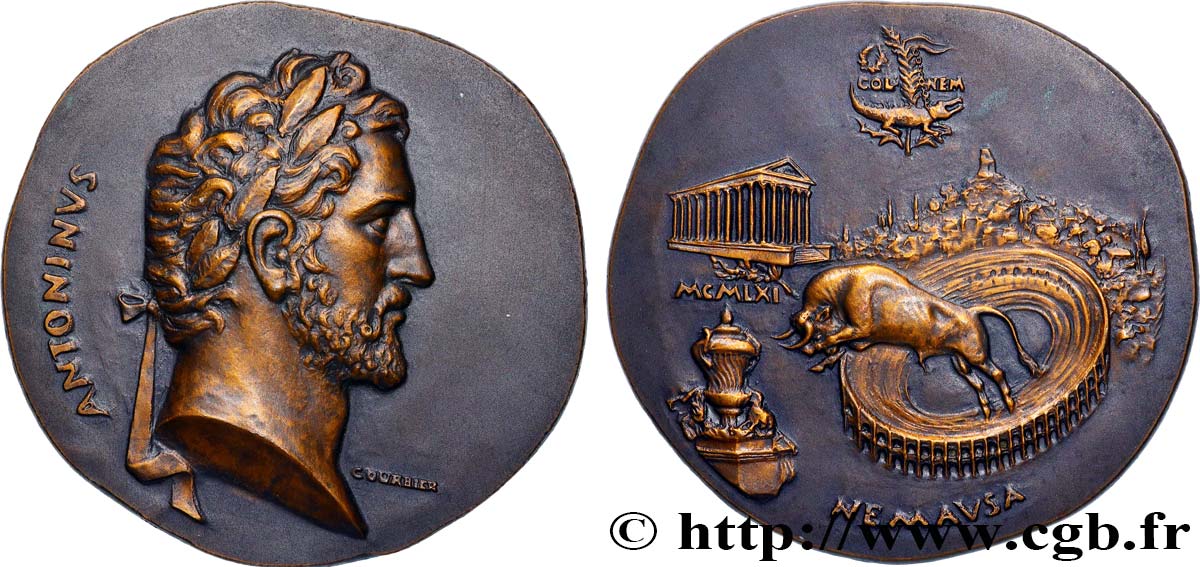 CINQUIÈME RÉPUBLIQUE Médaille, Antonin le Pieux et la ville de Nîmes SUP