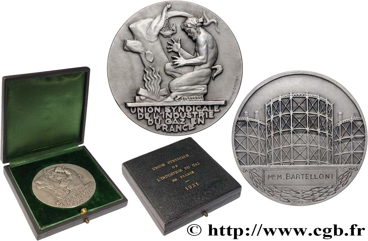 TROISIÈME RÉPUBLIQUE Médaille au faune, Union syndicale de l’industrie du gaz SUP+
