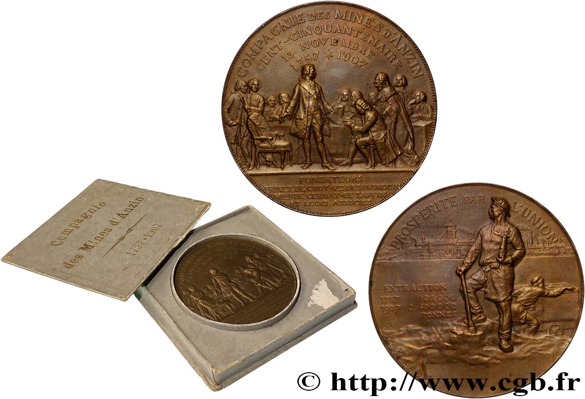 TROISIÈME RÉPUBLIQUE Médaille, 150e anniversaire de la Compagnie des mines d’Anzin SUP