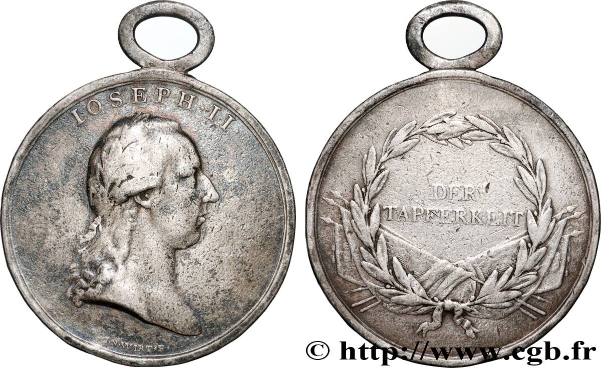 JOSEPH II  Médaille, Pour la bravoure TB+