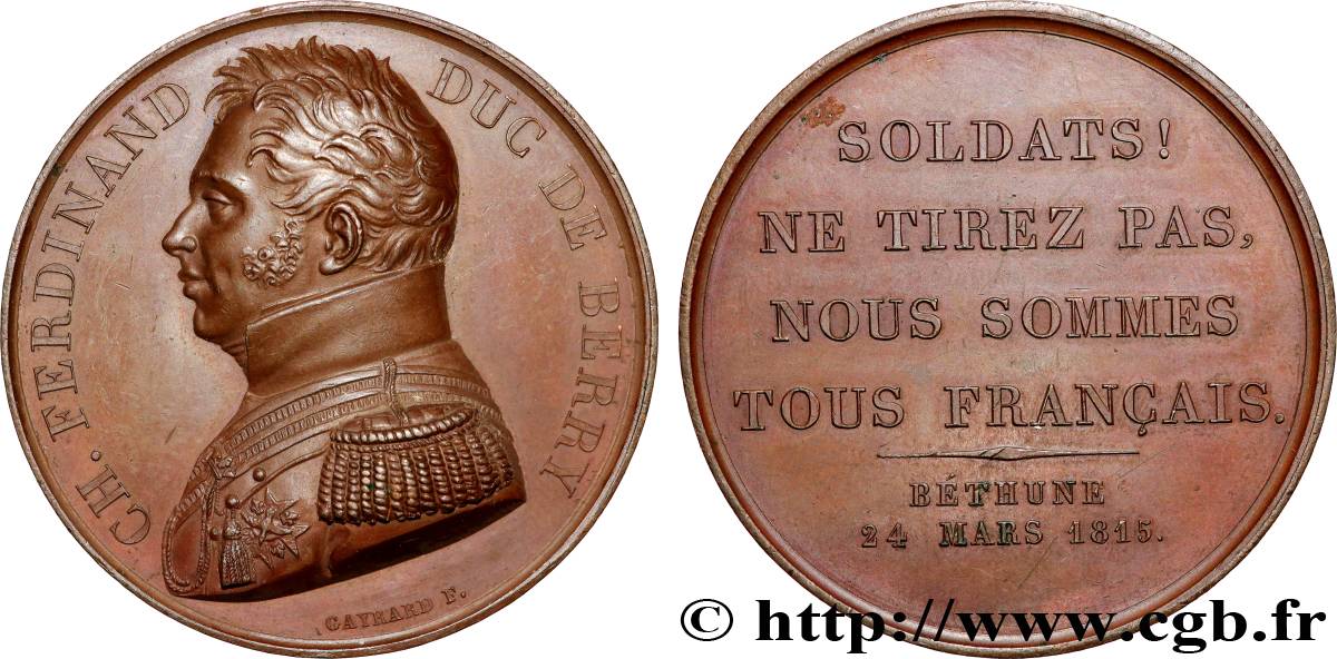 LOUIS XVIII Médaille, Paroles du duc de Berry AU