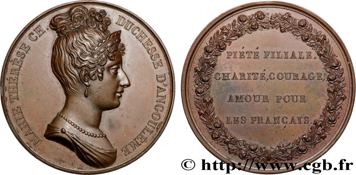 LOUIS XVIII Médaille, Marie-Thérèse Charlotte de France, Piété filiale TTB+/SUP