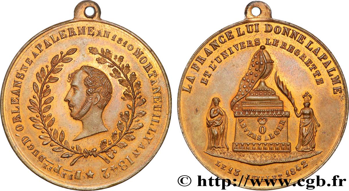 LUIS FELIPE I Médaille pour la mort de Ferdinand Philippe, Duc d’Orléans MBC+