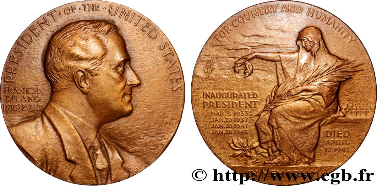 STATI UNITI D AMERICA Médaille, Franklin Roosevelt q.SPL