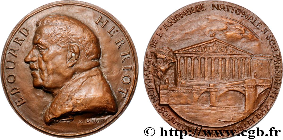 QUARTA REPUBBLICA FRANCESE Médaille, Edouard Herriot SPL