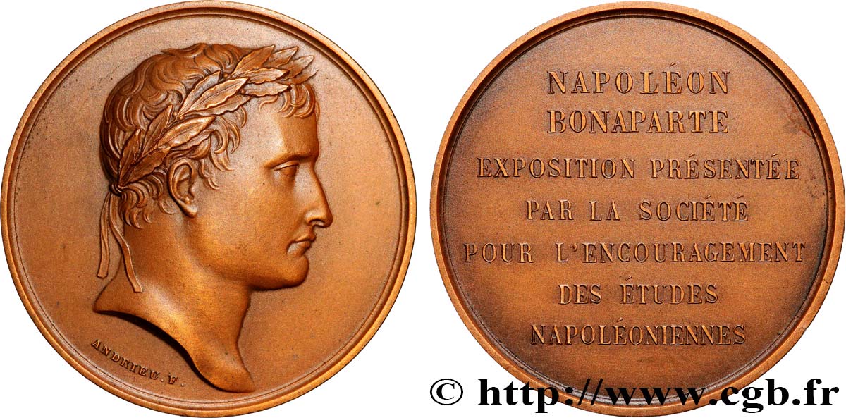 PREMIER EMPIRE Médaille, Napoléon Bonaparte, Exposition par la Société pour l’encouragement des études napoléoniennes, refrappe SUP