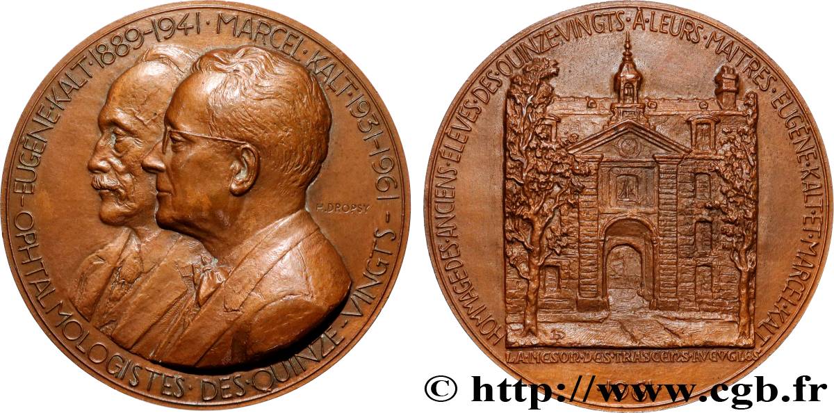 CINQUIÈME RÉPUBLIQUE Médaille, Eugène et Marcel Kalt, ophtalmologistes SUP