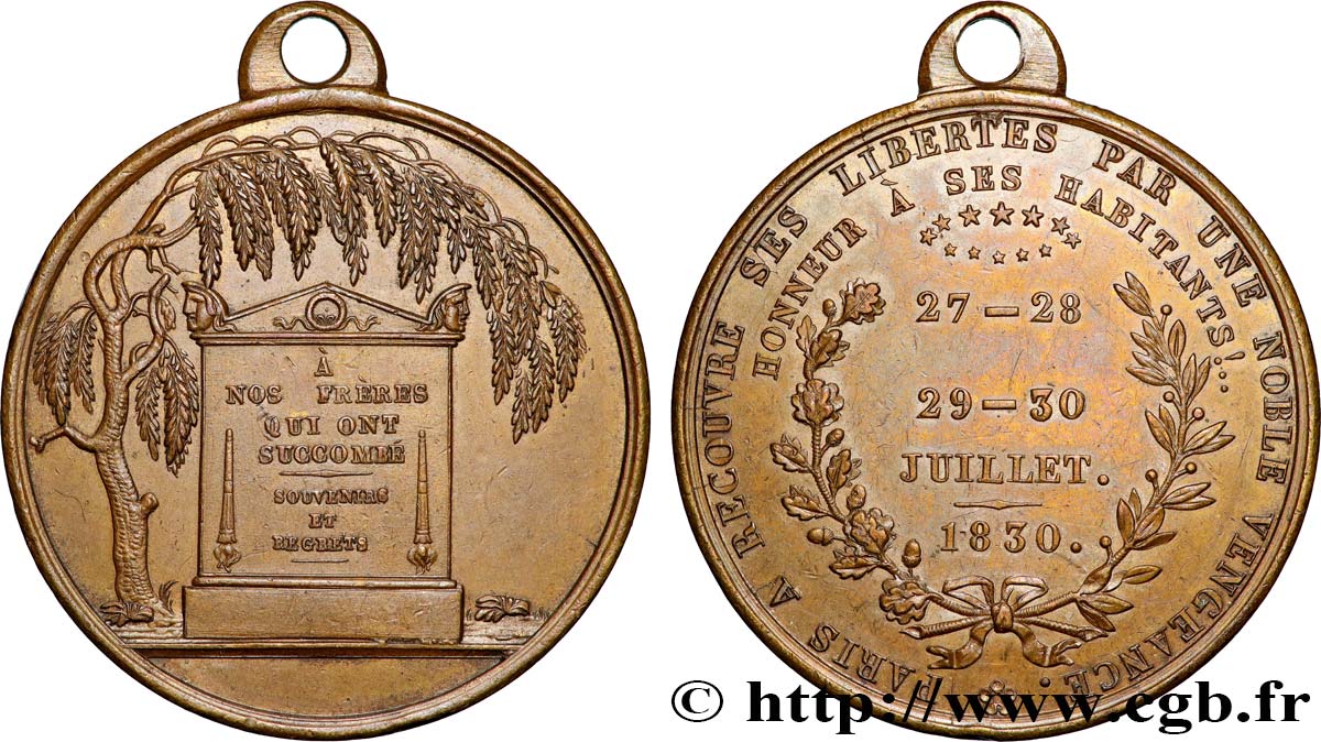 LOUIS-PHILIPPE - LES TROIS GLORIEUSES Médaille, Honneur aux parisiens XF