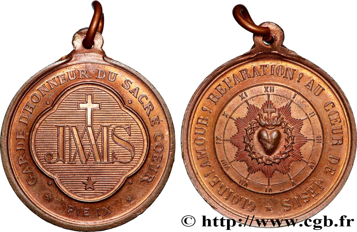 ITALIE - ÉTATS DU PAPE - PIE IX (Jean-Marie Mastai Ferretti) Médaille, Garde d’honneur du sacré coeur SUP
