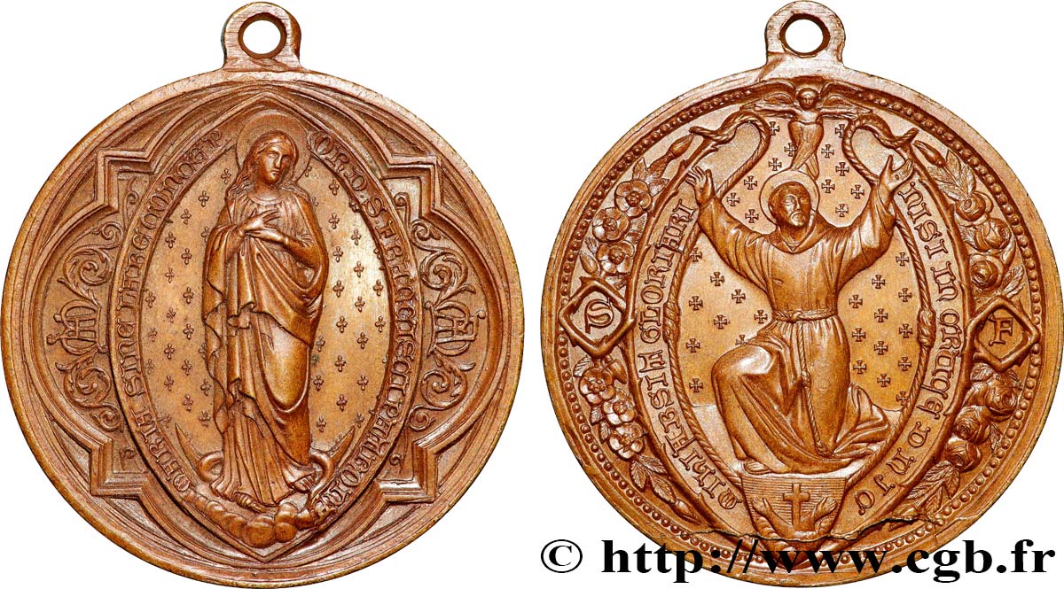 MÉDAILLES RELIGIEUSES Médaille, Vierge Marie, Saint François TTB+/SUP