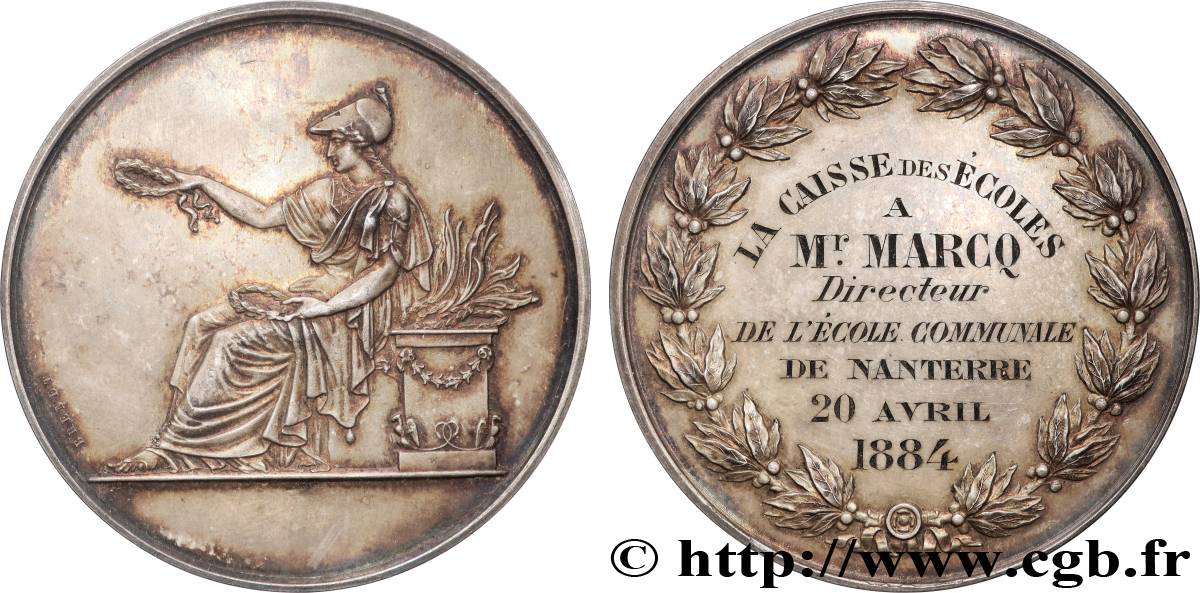 III REPUBLIC Médaille, Caisse des écoles AU