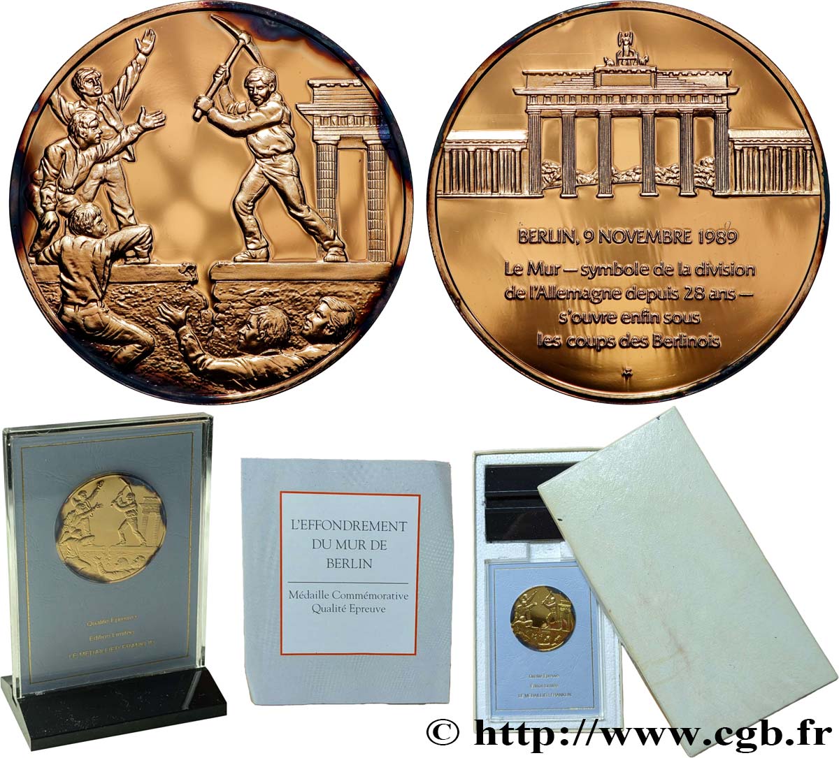 GERMANY Médaille, Effondrement du mur de Berlin Proof set