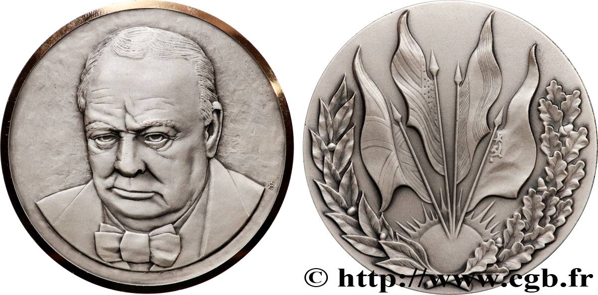 CINQUIÈME RÉPUBLIQUE Médaille, Cinquantenaire de la libération, Winston Churchill SUP