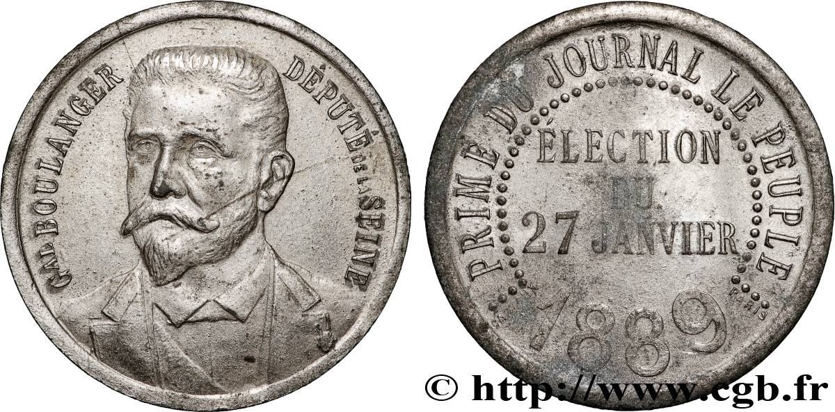 III REPUBLIC Médaille, Général Boulanger, Prime du Jounal XF